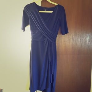 Chaps front ruffle elbow sleeve sheath dress